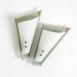 Pair of beautiful mint green Mid Century Modern perforated sheet metal wall