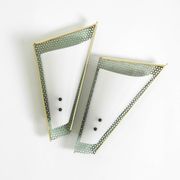 Pair of beautiful mint green Mid Century Modern perforated sheet metal wall