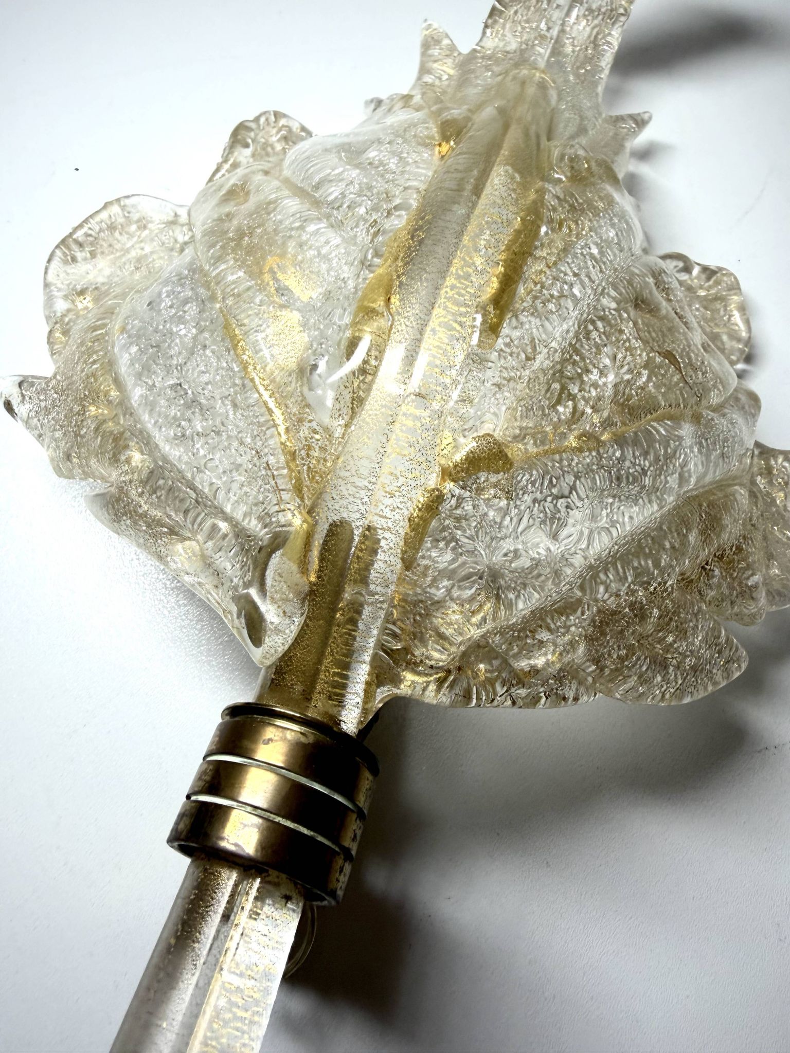 Large Vintage Murano Glass and Gold Leaf Wall Light by Barovier Toso, Italy