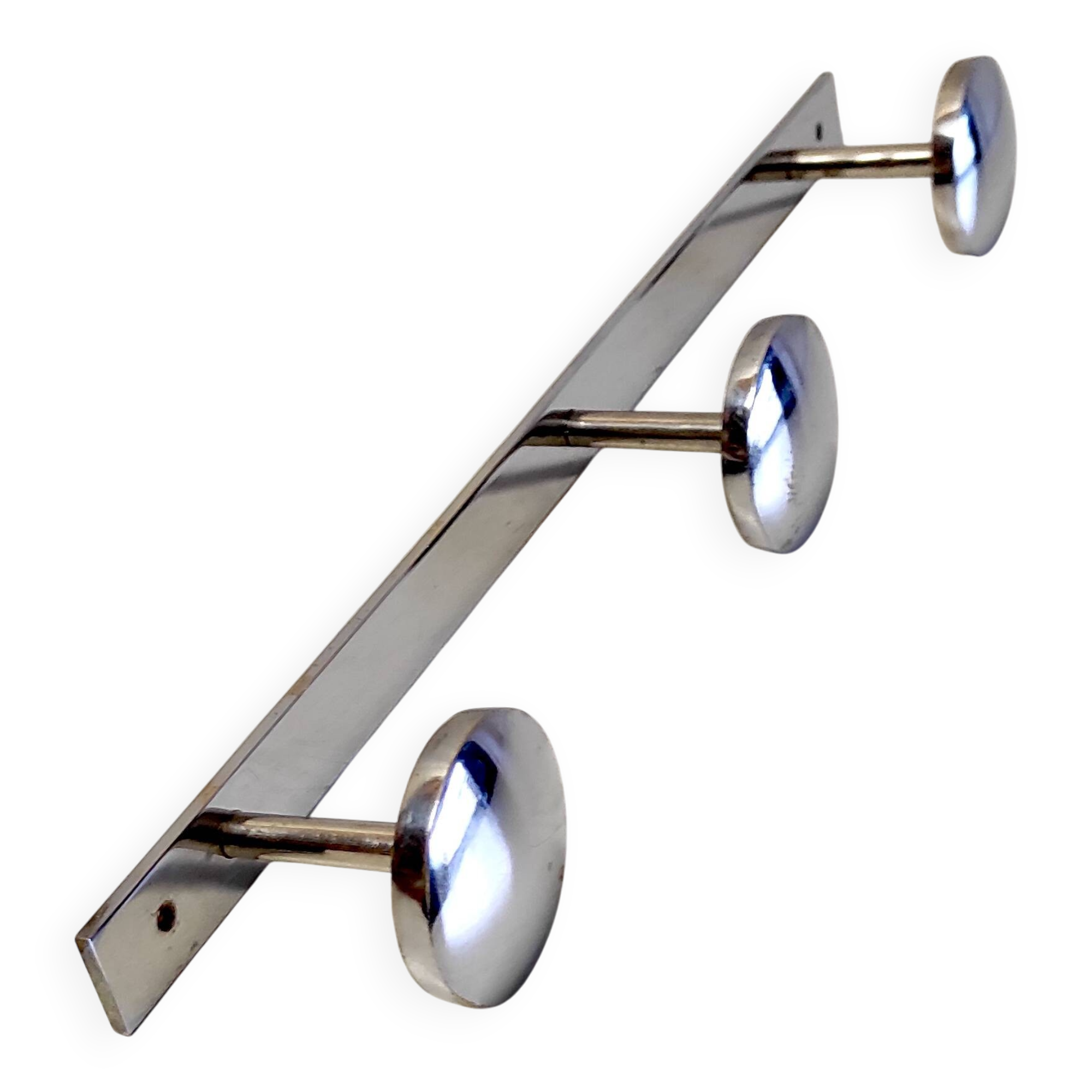 Chrome metal wall coat rack - mid 20th century