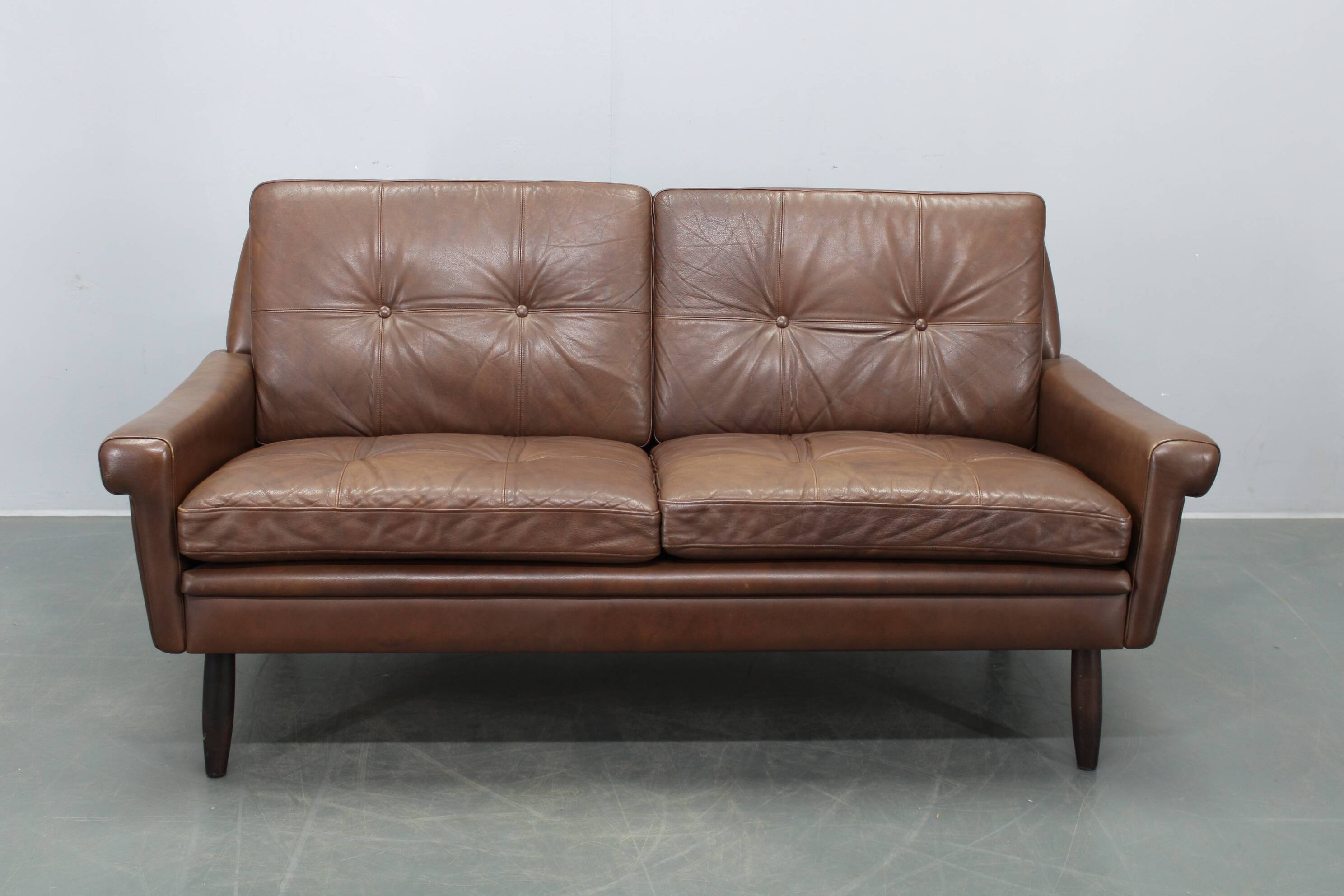 Mid-century Danish two-seat leather sofa by Svend Skipper, 1960s