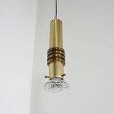 Ensemble de pendentifs en laiton avec lentille en verre massif, Pays-Bas, années 1970