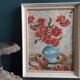 Vintage French oil painting of flowers