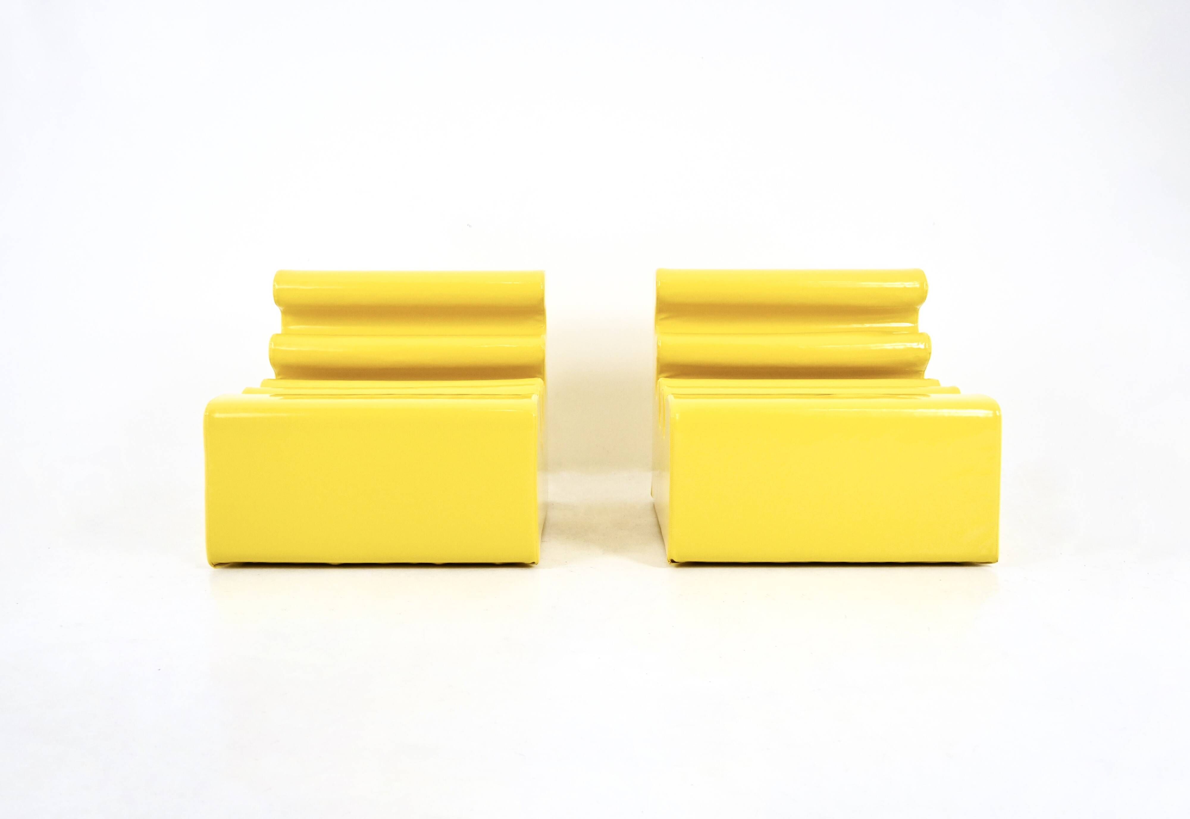 Pair of yellow “Karelia” armchairs by Liisi Beckmann for Zanotta, 1960