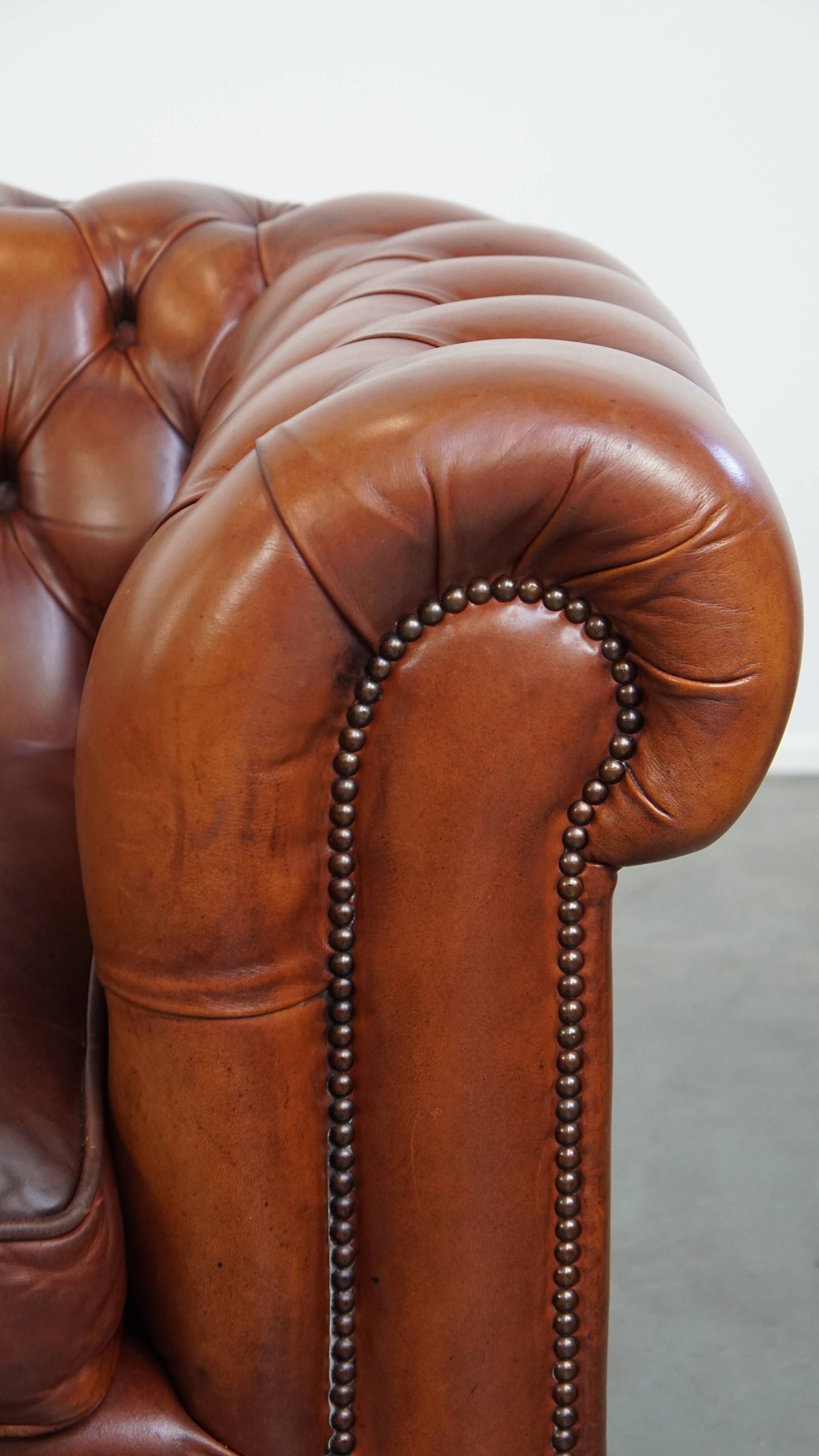 English style cowhide Chesterfield sofa