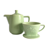 Melitta ceramic coffeepot & filter, 1960