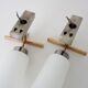 Pair of chrome-plated metal and opaline brass wall lights. 1960s