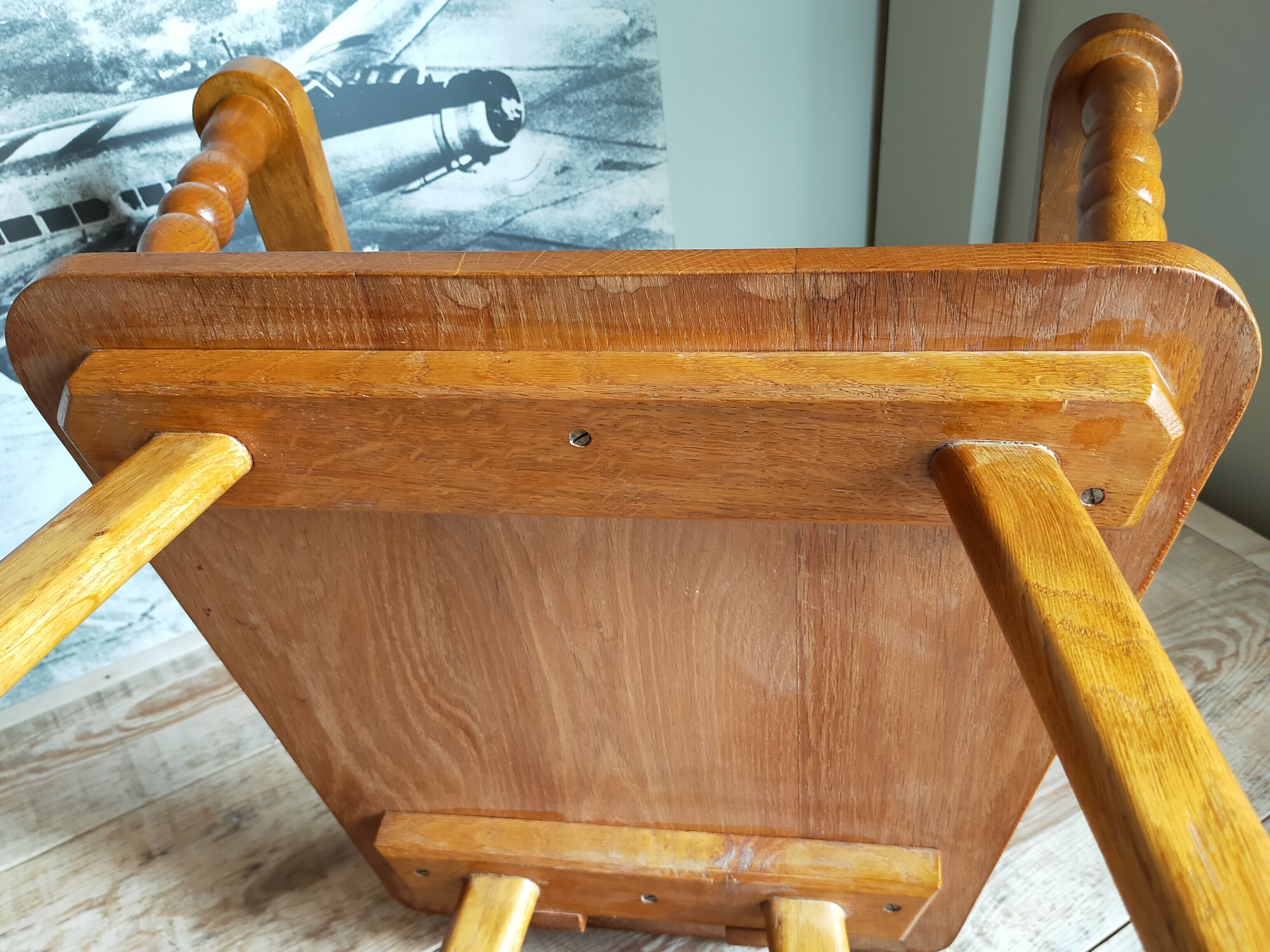 Art-popular armchair 50s in solid wood