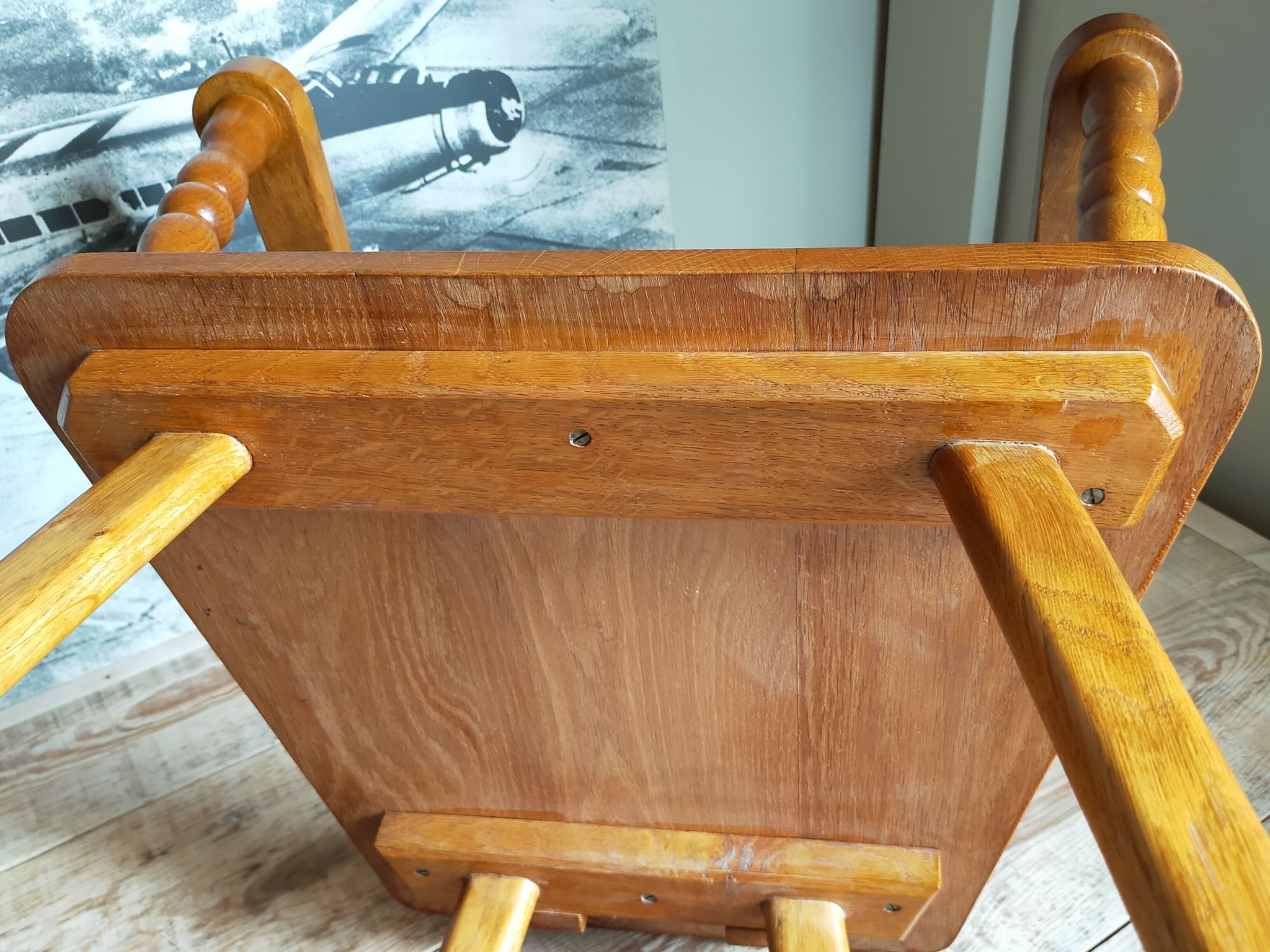 Art-popular armchair 50s in solid wood