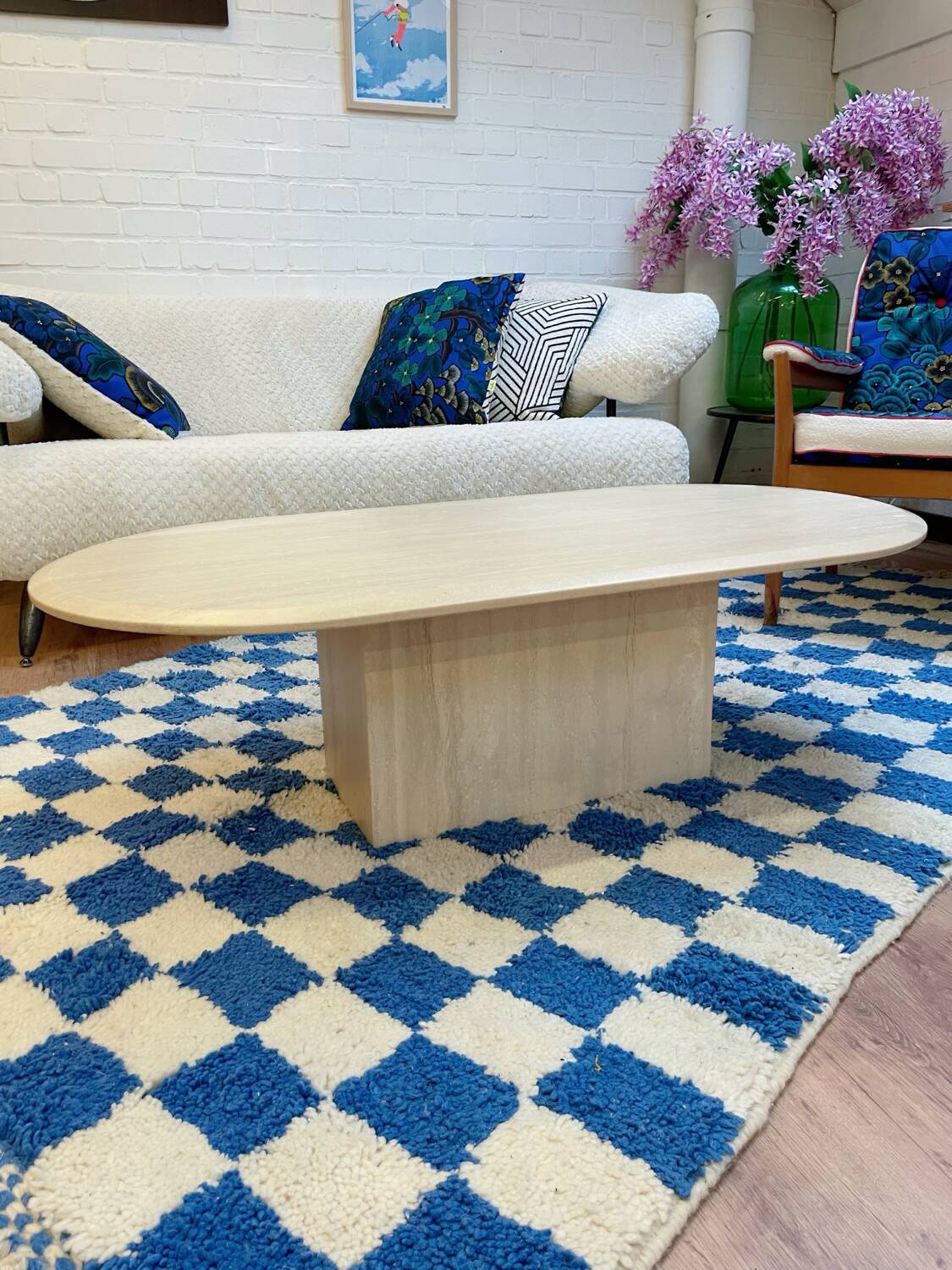 Coffee table in solid wood, 70s style.