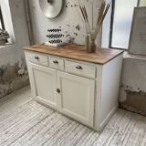 Meuble de métier enfilade patine blanche