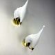 Pair of "Calla Lily" leaf-shaped wall sconces, Murano glass & gilt brass, Italy 1970s