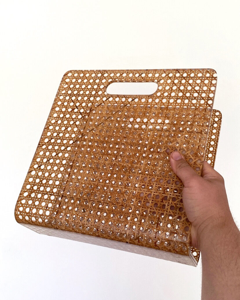 Lucite acrylique & tresse viennoise porte revues newspaper rack