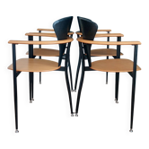 Ensemble de 4 chaises de salle à manger postmodernes, années 1980.