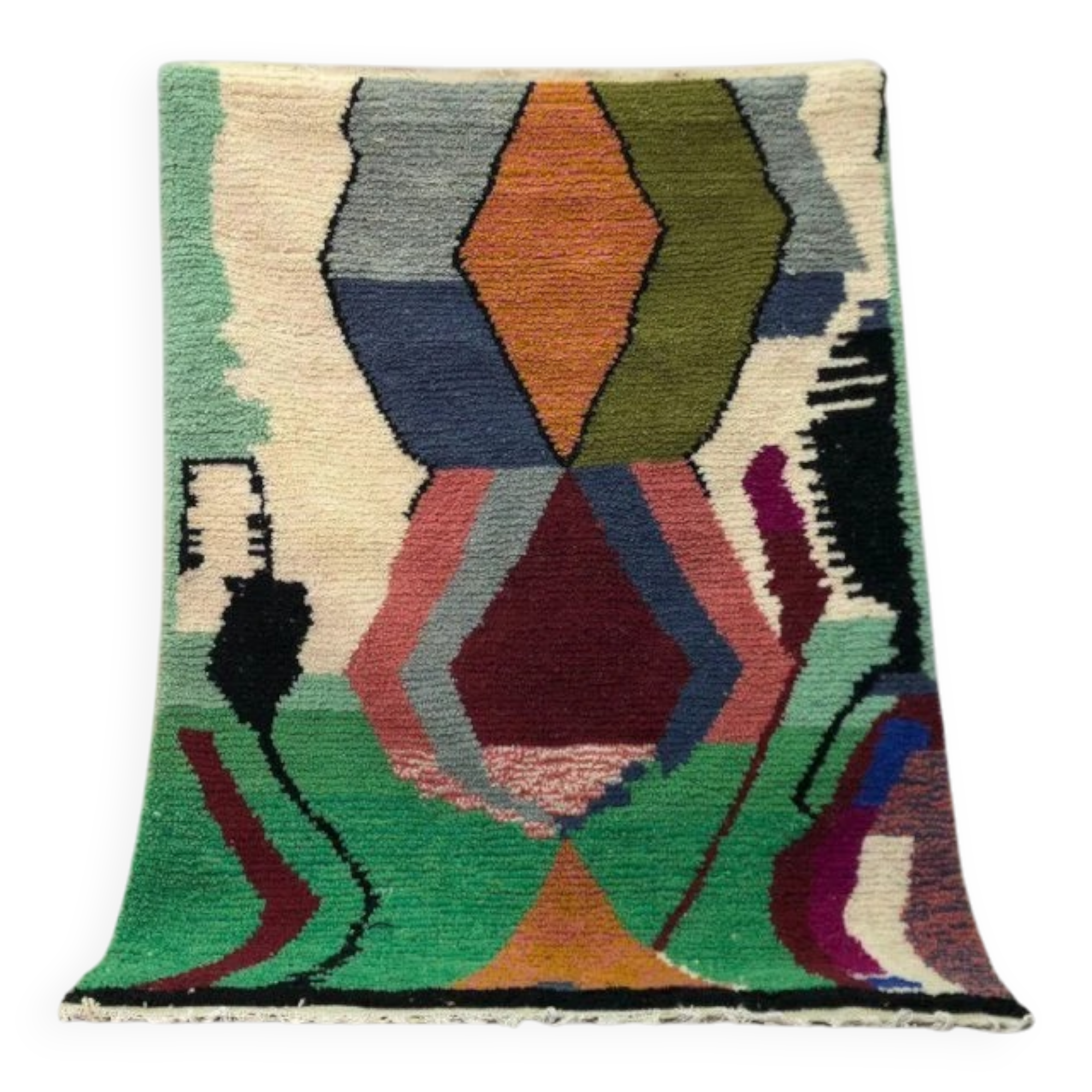 Handmade Berber rug, natural wool, 2.5x1.5 m