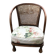 Vintage brown armchair in floral fabric and mahogany wood, 1950s, low back.