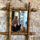 Miroir en bambou vintage 37x41cm