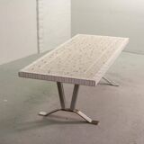 Large Denisco Style Vintage Design Ceramic Tiles Coffee Table + Chrome Base