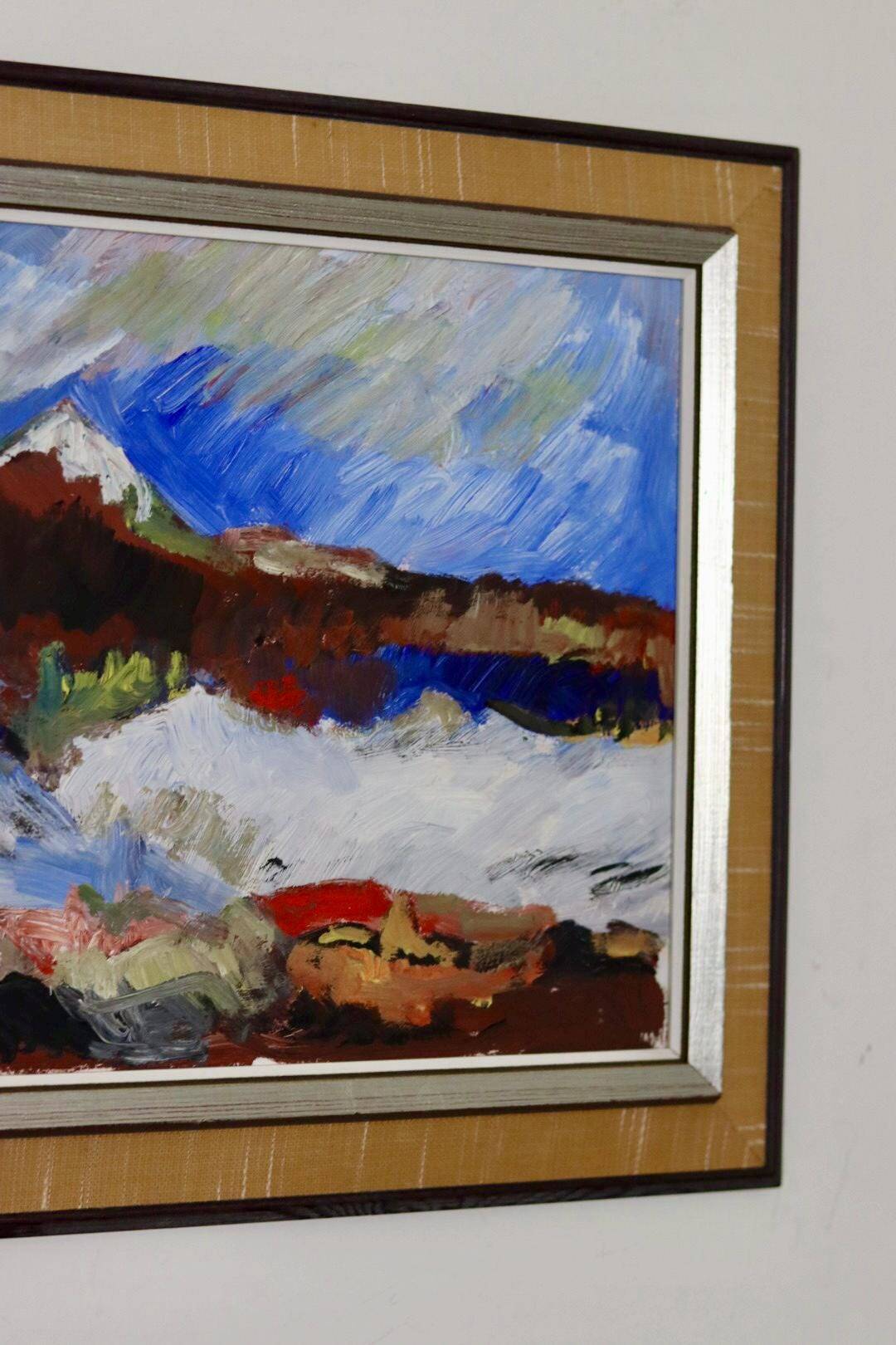Oil painting on Swedish panel from the mid-century "Mountain Pattern" by H Öman.