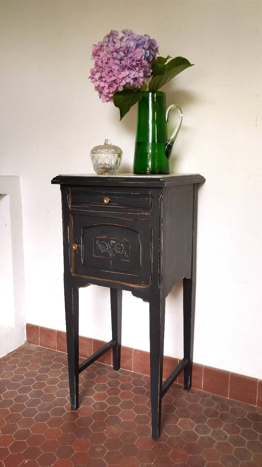 Black patinated Art Deco bedside table