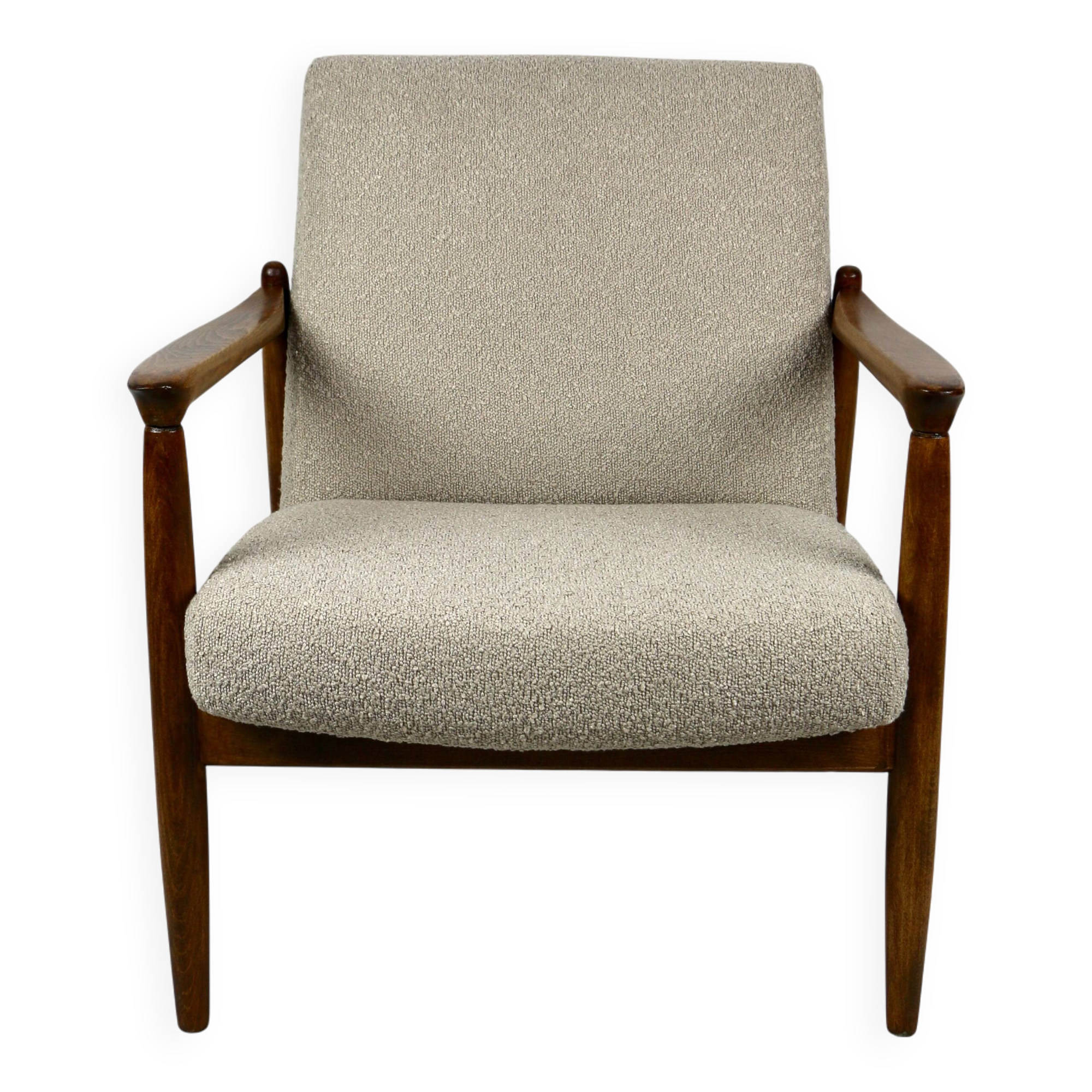 Beige Boucle armchair GFM-64 attributed to Edmund Homa, 1970s