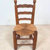 Vintage wooden chair with rush seating