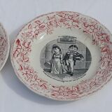 3 talking dessert plates earthenware from Gien the language of flowers n°', 5 and 6 diam 20 cm