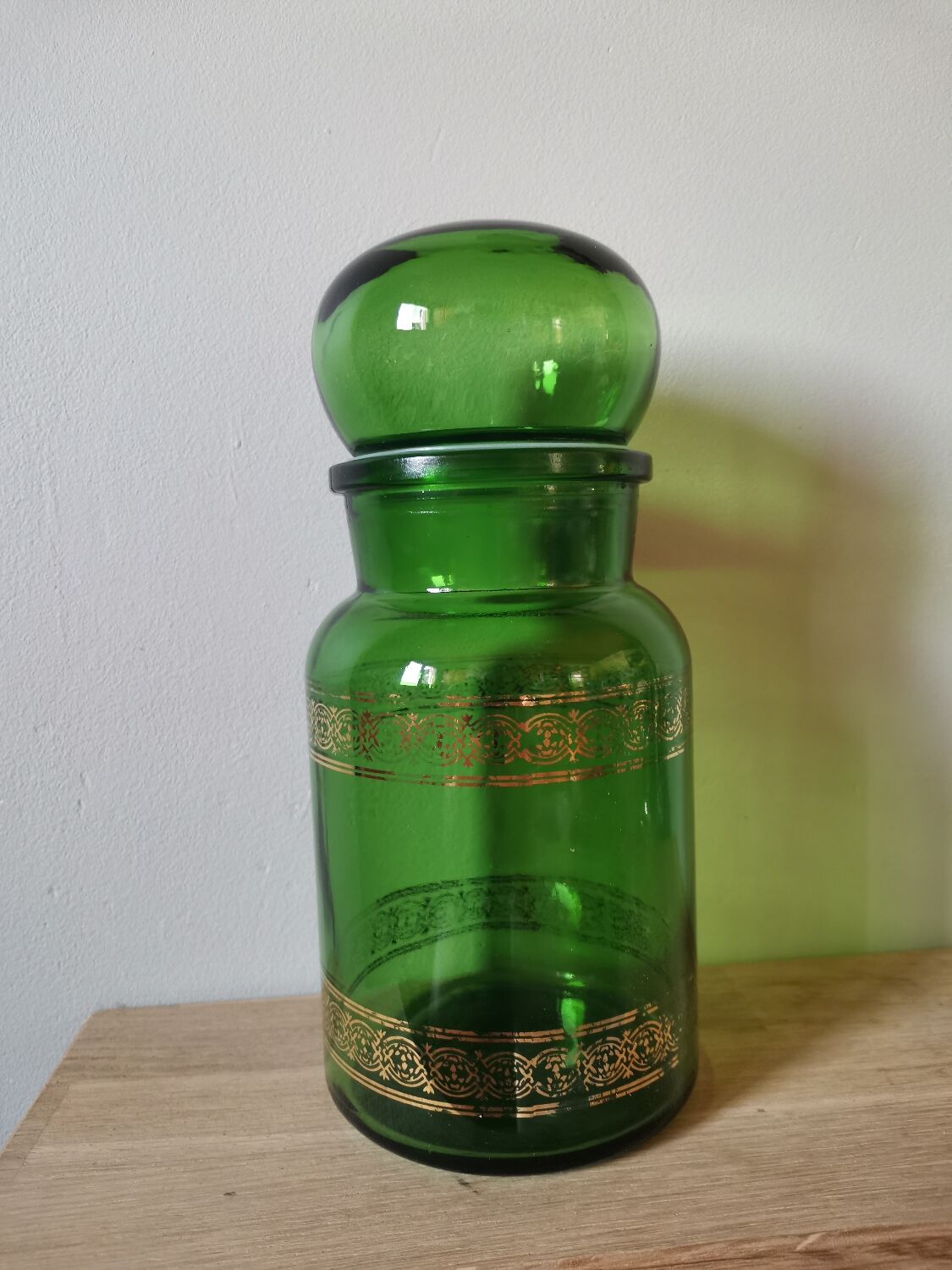 Vintage green glass jar made in Belgium