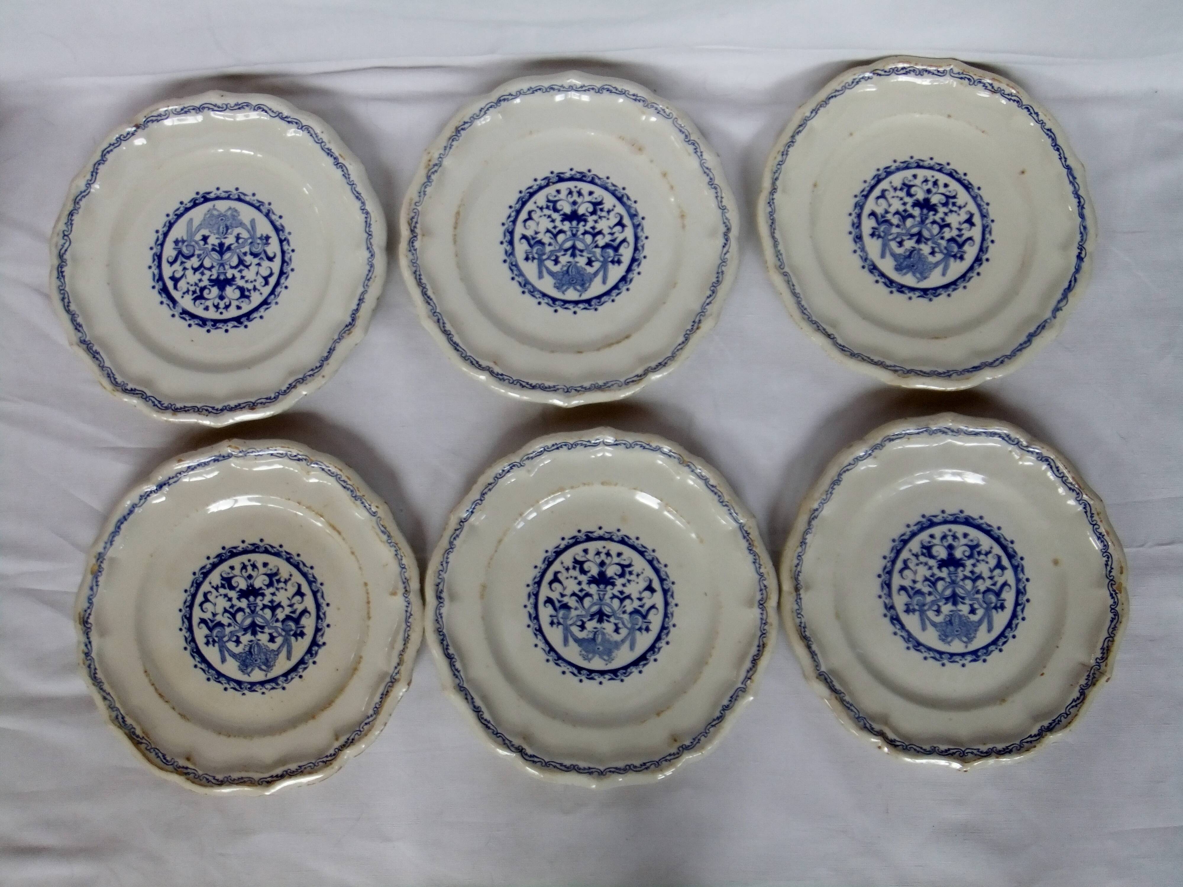 Plate Gien model Rouen stamp 1938 / 3 turns service table collection