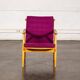 Boomerang armchair in mauve fabric