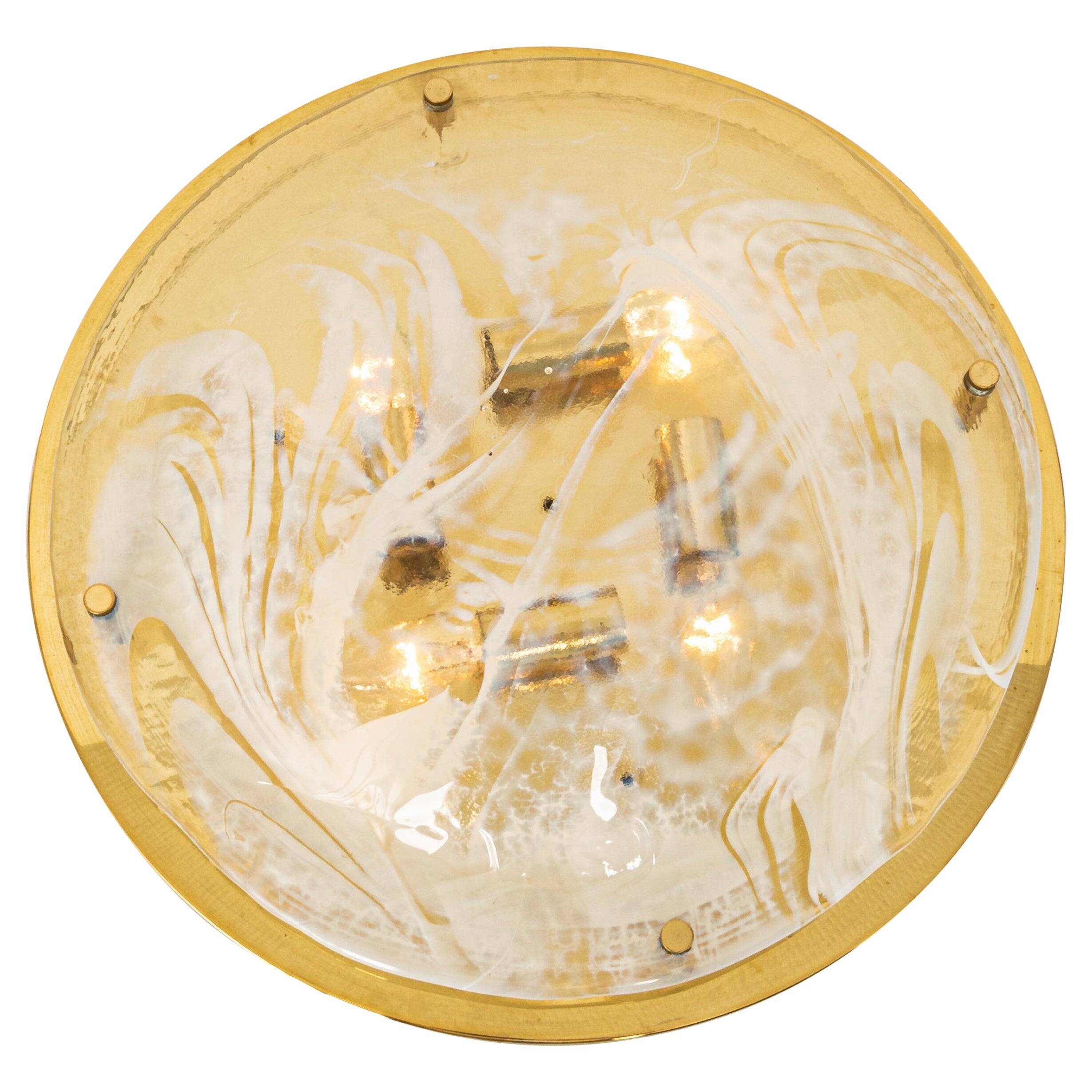 Large Murano brass wall lamp by Hillebrand, Germany, 1970s.