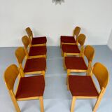 Lot of 8 old Scandinavian design wooden chairs from the 80s vintage