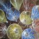 Set of 11 champagne flutes in colored glass 3 colors starry foot
