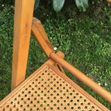Wooden and cane folding chairs