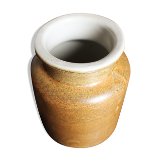 Vintage mustard varnished interior sandstone pot