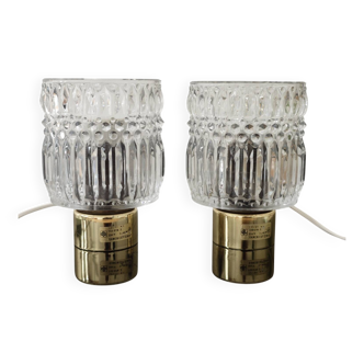 Paire de lampes de chevet en verre par Kamenicky Senov  1960