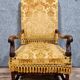 Large armchair with high Renaissance back in solid walnut around 1850-1860