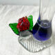 Blue red Murano glass vase with blown flower