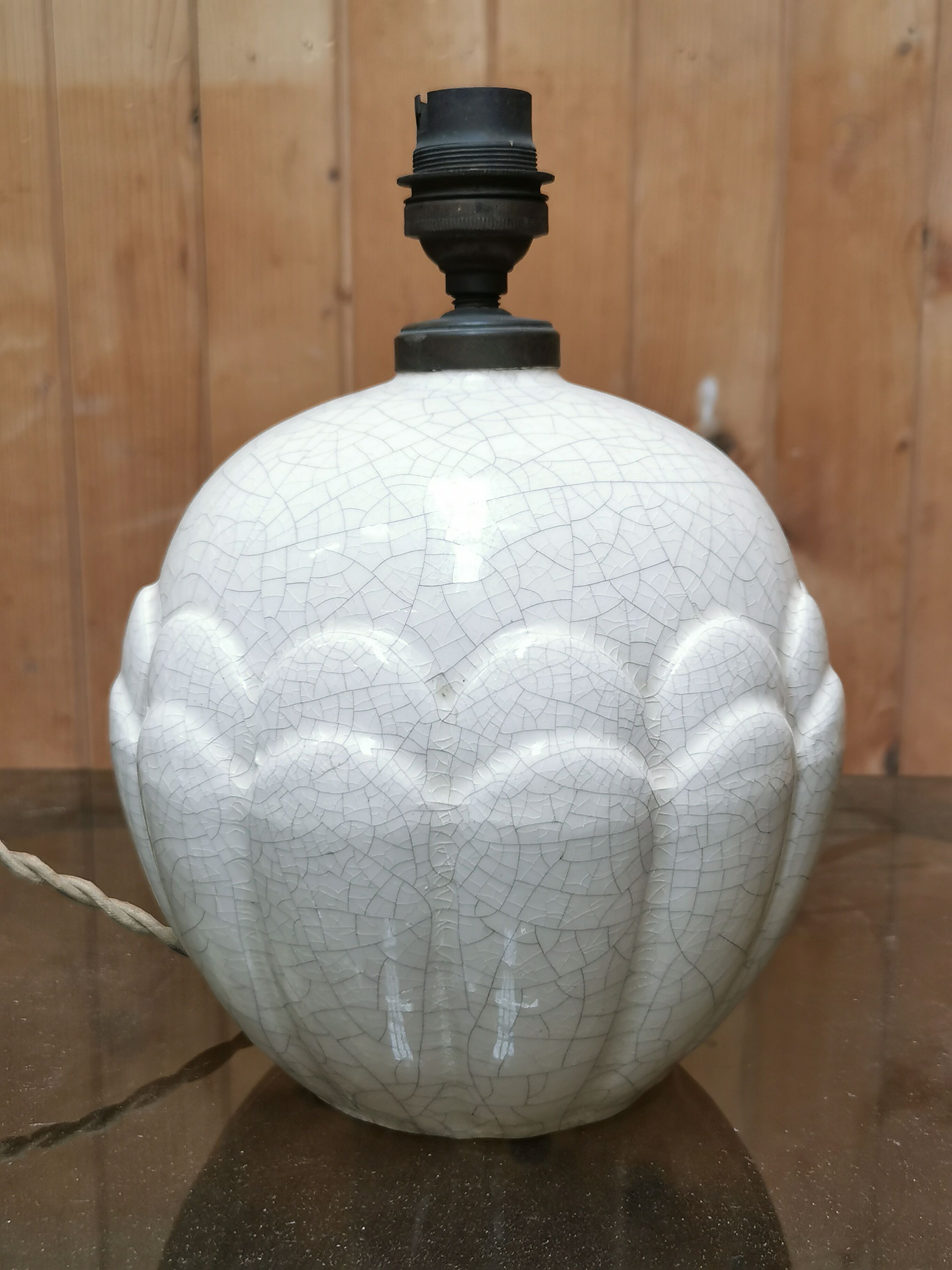 ART DECO design lamp, signed ceramic, Cracked 30's