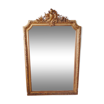 Miroir trumeau doré ancien biseauté 150x99cm