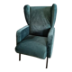 Vintage velvet green armchair with ears