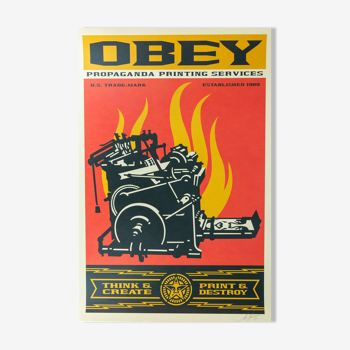 Shepard Fairey (Obey Giant) : Print and Destroy - Lithographie signée