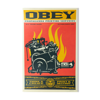 Shepard Fairey (Obey Giant) : Print and Destroy - Lithographie signée