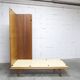 French wardrobe with tapered legs, 3 doors, 1 mirror (27*130), and 1 drawer.