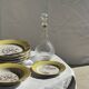 Vintage round-shaped glass carafe with cork stopper H27