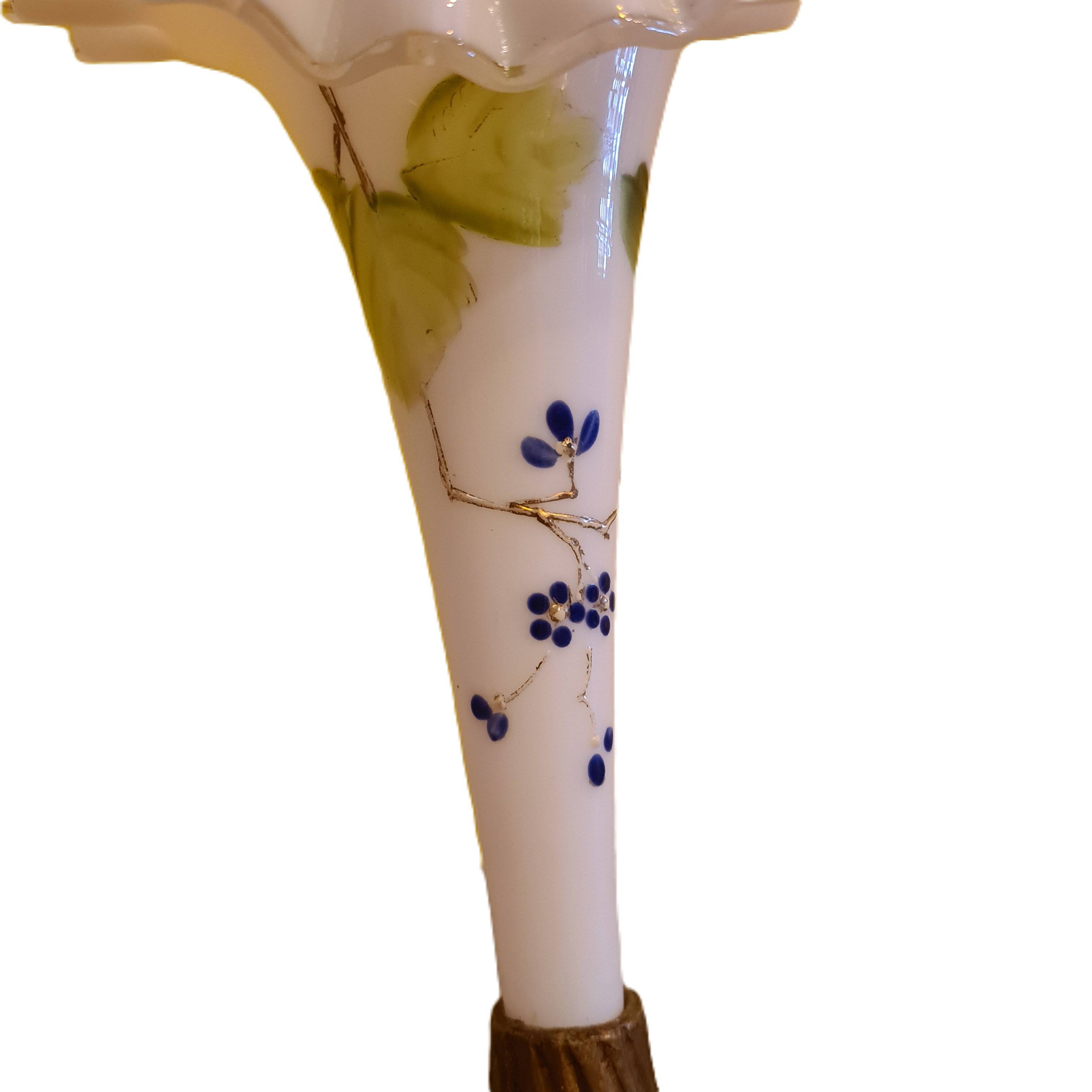Opaline Vase On Bronze Base, Early 20th Century.
