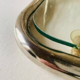 Table d'appoint en verre et laiton avec porte revues, circa 1970