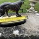 Bronze hunting dog and its prey – black marble base brass – s