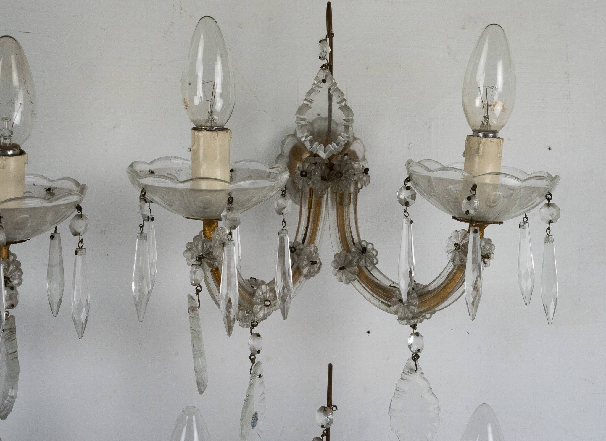 Set of six Maria Teresa sconces. Italy 1940s