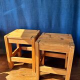Pair of vintage larch stools, 1960s/70s